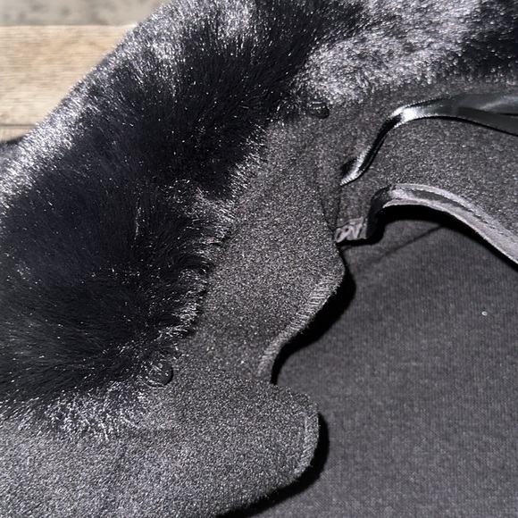 River Island Black Villanelle Coat Long w/ Faux Fur & Detachable Collar - Picture 9 of 13